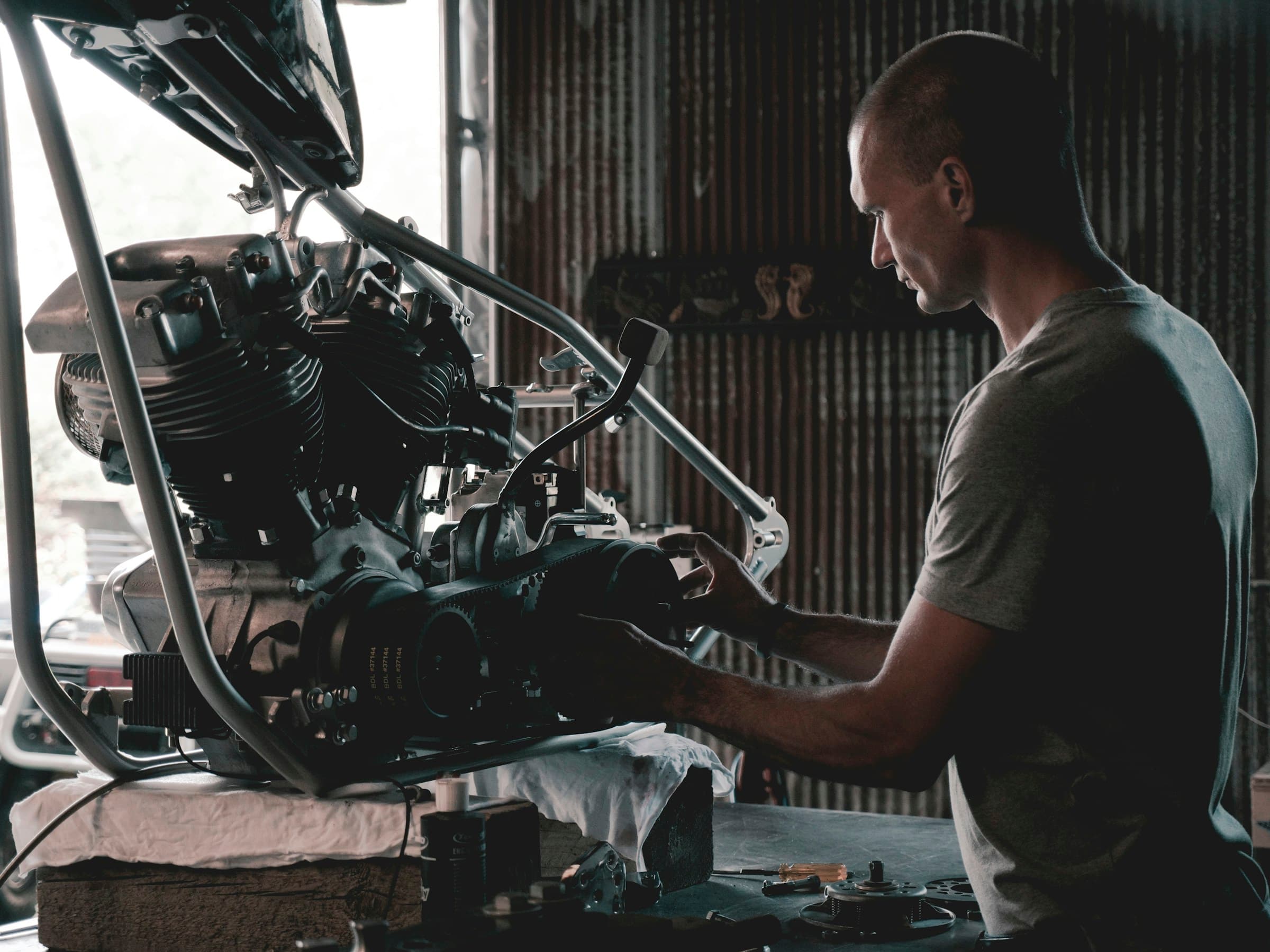 Technician working in a professional automotive workshop
